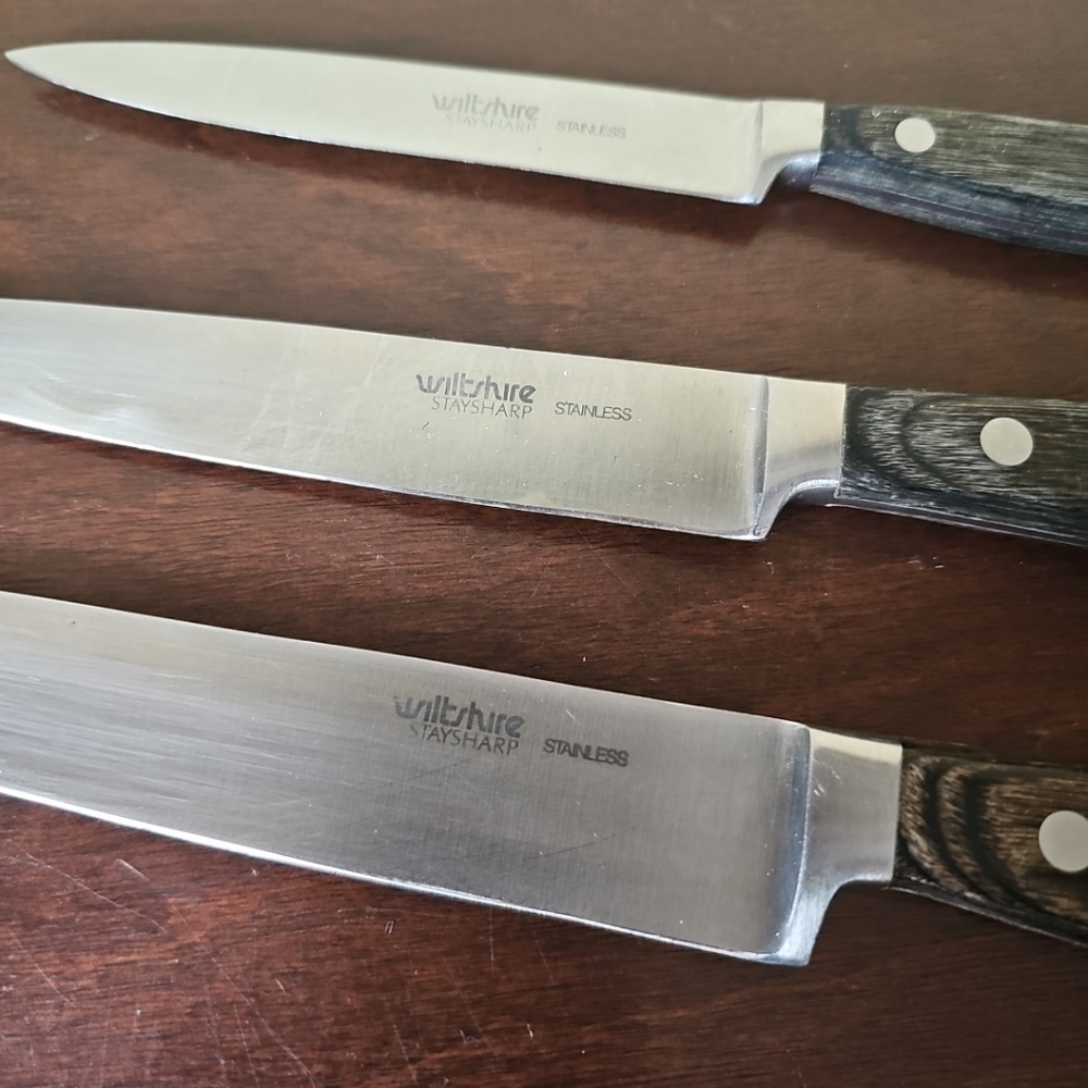 Wiltshire StaySharp Stainless Kitchen Knifes w/ hardwood Handles-3 pcs JAPAN